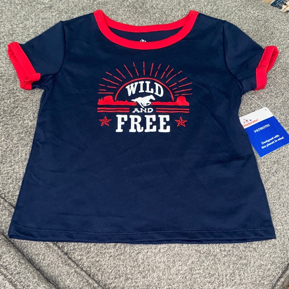 Navy and Red 'Wild and Free' Kids T-Shirt